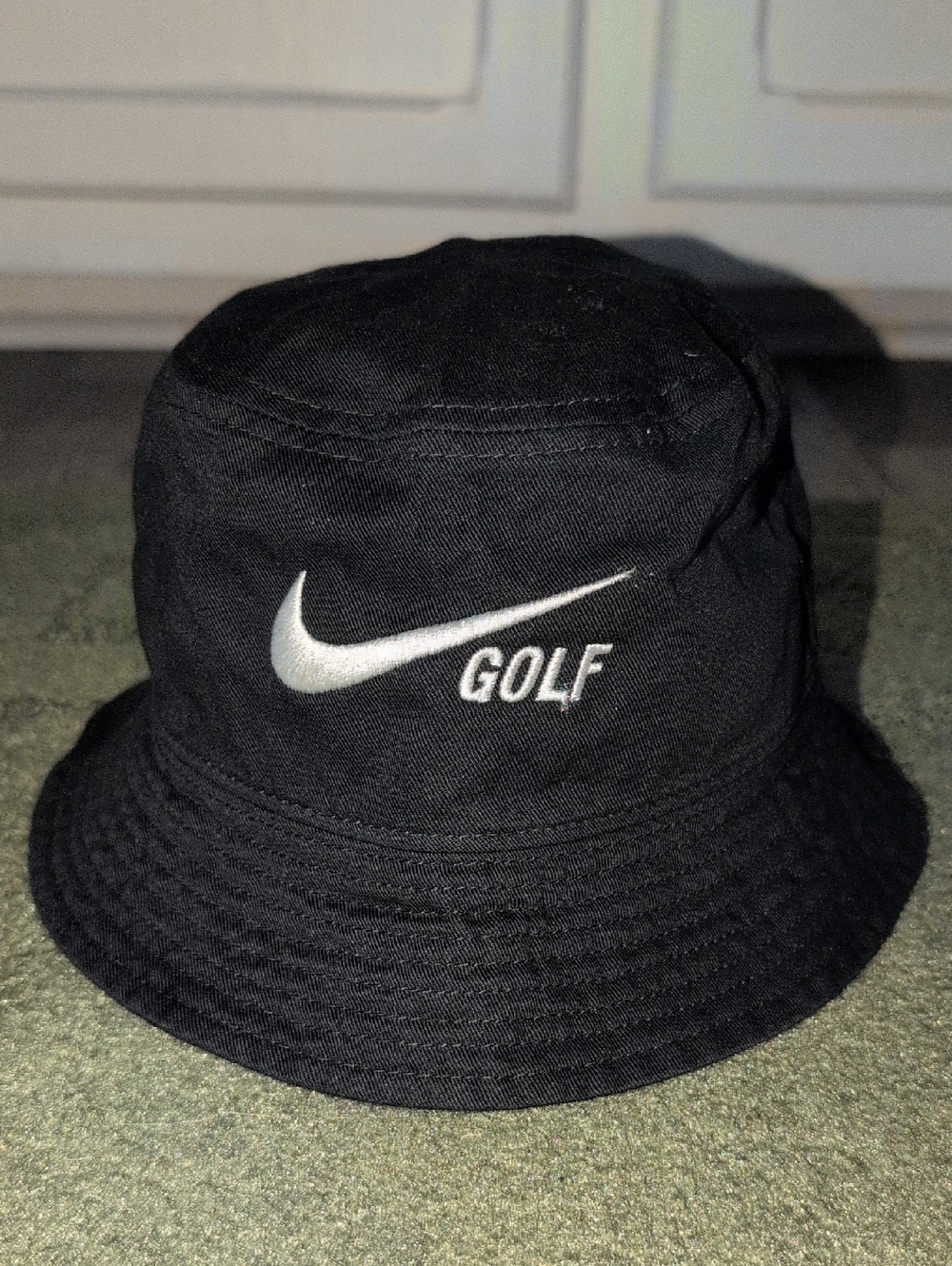 Nike Black Bucket Hat with White Swoosh and GOLF Embroidery✨